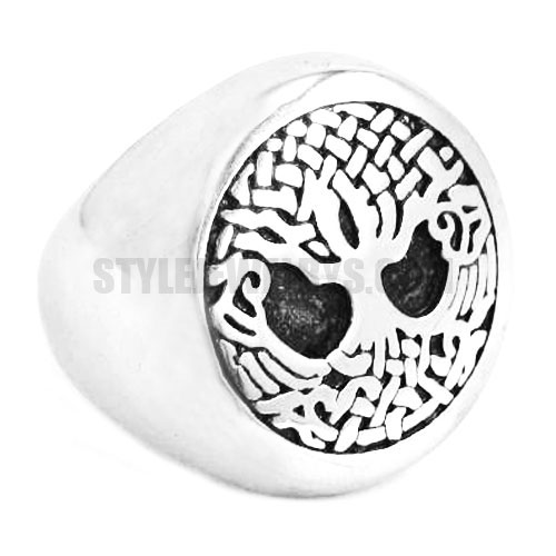 Great Life Tree Celtic Knot Ring Stainless Steel Jewelry Claddagh Style Motor Biker Life Tree Ring SWR0383 - Click Image to Close